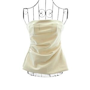 NEW Abercrombie & Fitch Strapless Cream Draped Pleated Bustier Top, Size XS
